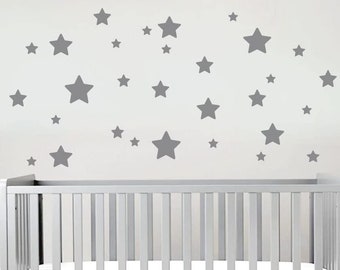 Muursticker sterren 30 stuks voor babykamer kinderkamer muursticker vinyl DIY muur tattoo grijs, beige en andere kleuren