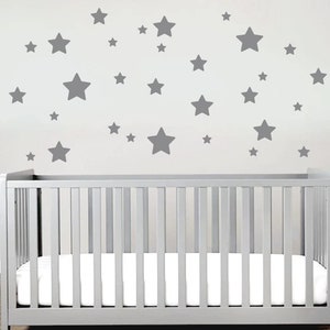 Muursticker sterren 30 stuks voor babykamer kinderkamer muursticker vinyl DIY muur tattoo grijs, beige en andere kleuren afbeelding 1