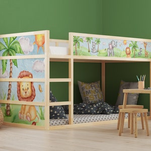 Sticker for Ikea KURA bed sticker children&#39;s room cute safari animals lion playroom decoration bed sticker KB3033