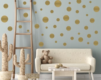 Dots circles set 168 pieces on the wall wall tattoo dots baby room children's room wall sticker wall sticker GOLD - 4x DINA4