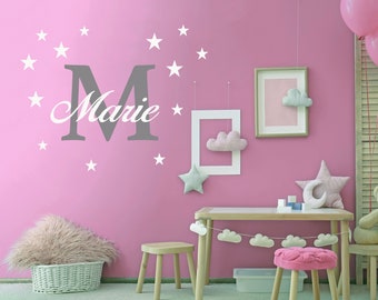 Wunschname Wandtattoo mit Sterne an der Wand Wandaufkleber Wandsticker DIY Kinderzimmer Babyzimmer