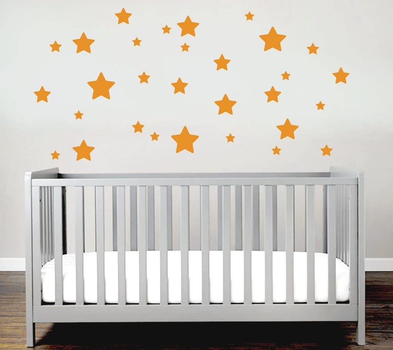 Muursticker sterren 30 stuks voor babykamer kinderkamer muursticker vinyl DIY muur tattoo grijs, beige en andere kleuren afbeelding 5