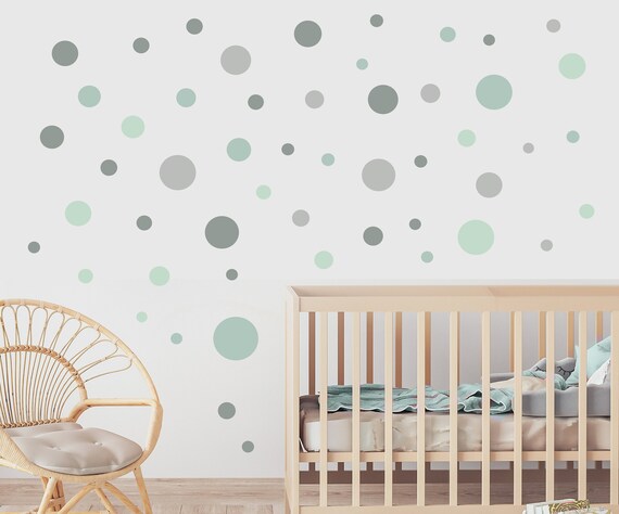 Wandtattoo Tupfen-Set – 92 Stück, Mint, Gelb, Rot, Für Kinderzimmer, Selbstklebend & Rückstandsfrei Entfernbar
