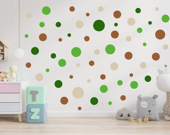 Puntencirkels Set 168 stuks aan de muur Muursticker Polka dots Babykamer Kinderkamer Muursticker Muursticker - DINO-SET - 4x DINA4