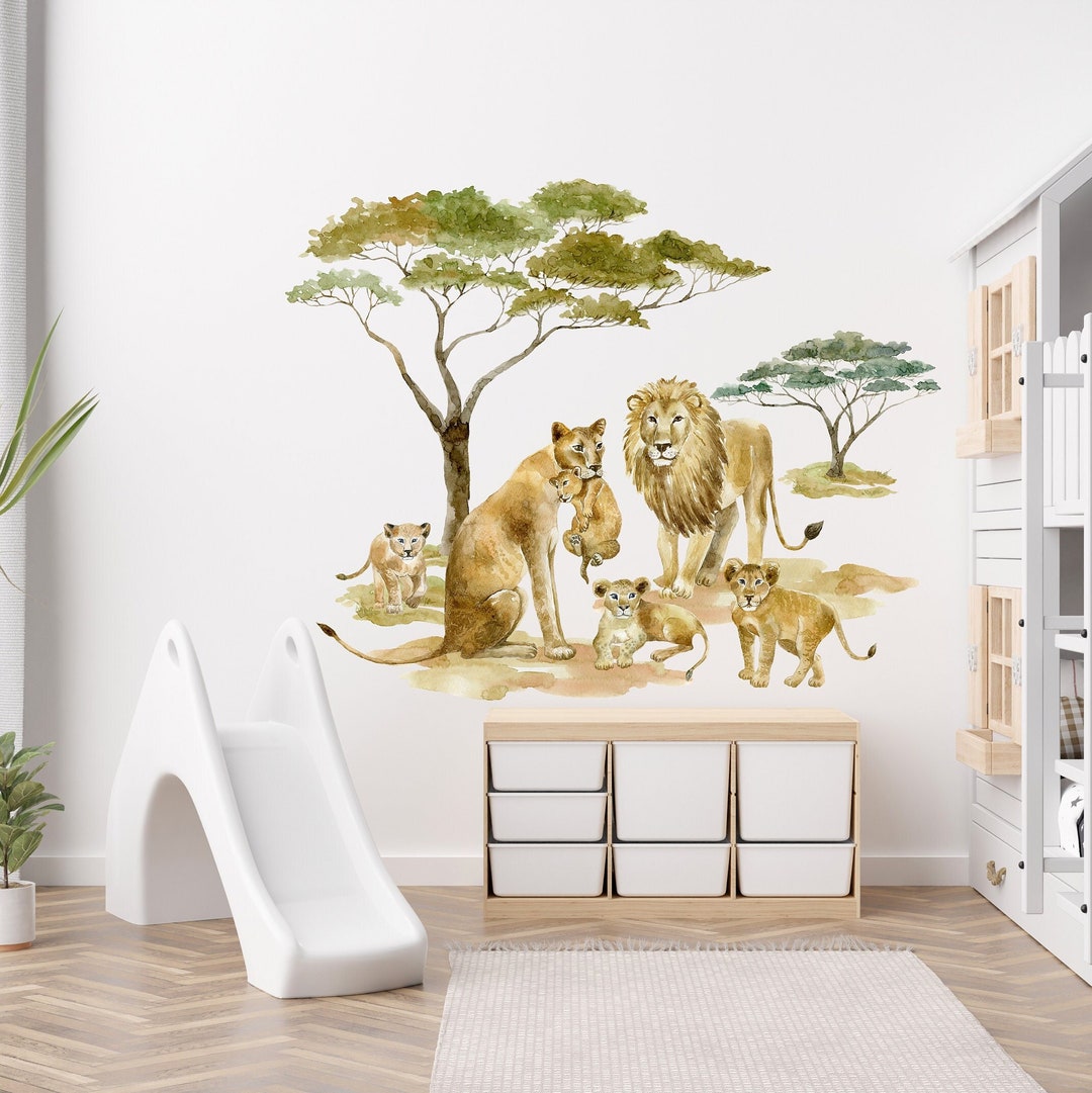 Savanna Lion Family Wall Sticker Decal Children's Room Safari Wild ...
