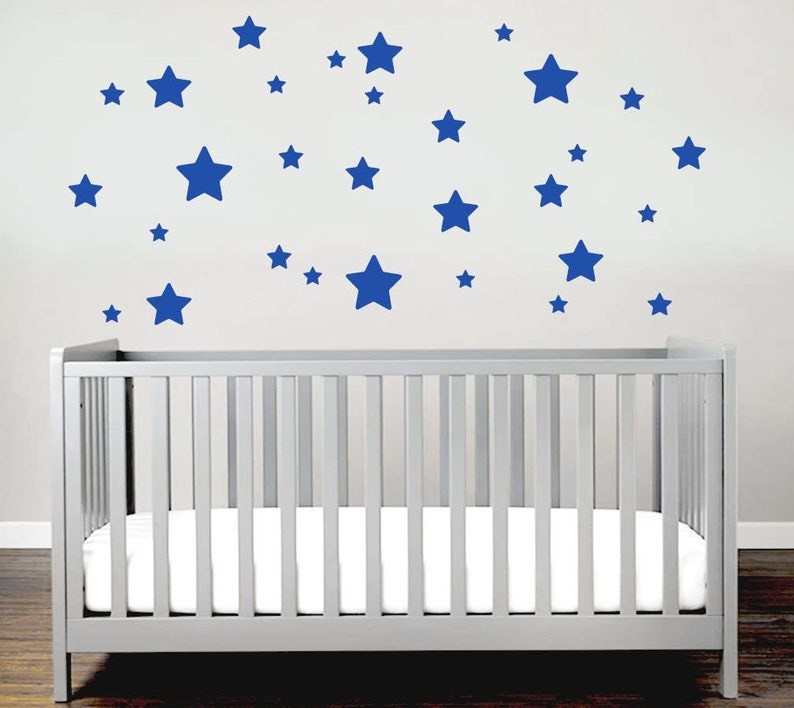 Muursticker sterren 30 stuks voor babykamer kinderkamer muursticker vinyl DIY muur tattoo grijs, beige en andere kleuren afbeelding 3