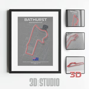 Bathurst, Mount Panorama 3d Circuit Wall Art - Hand Made - Supercars Track