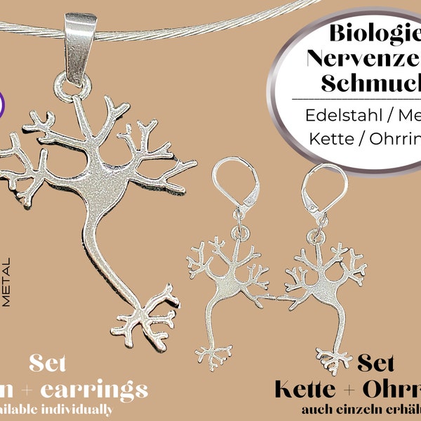 Nervenzelle | Schmuckset | Ohrringe | Kette | Kettenanhänger | Biologie | Neurologie