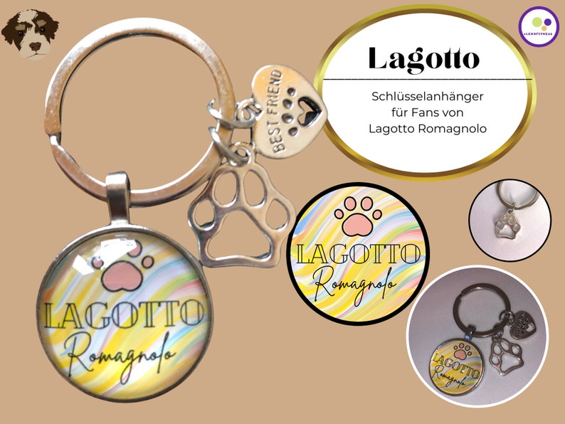 Lagotto romagnolo sleutelhanger kleurrijk cadeautip afbeelding 10
