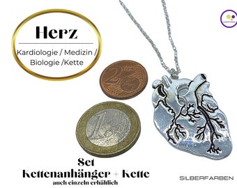 Geneeskunde Hart | Orgaan Hart | Biologie Cardiologie | Sieraden set "Hart" | Ketting | Hanger