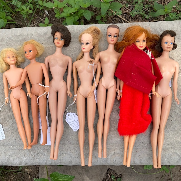 Early first edition barbie dolls- bild lilli clone, bubble cut barbie, midge, stacey, skipper & skooter. Each sold separately.