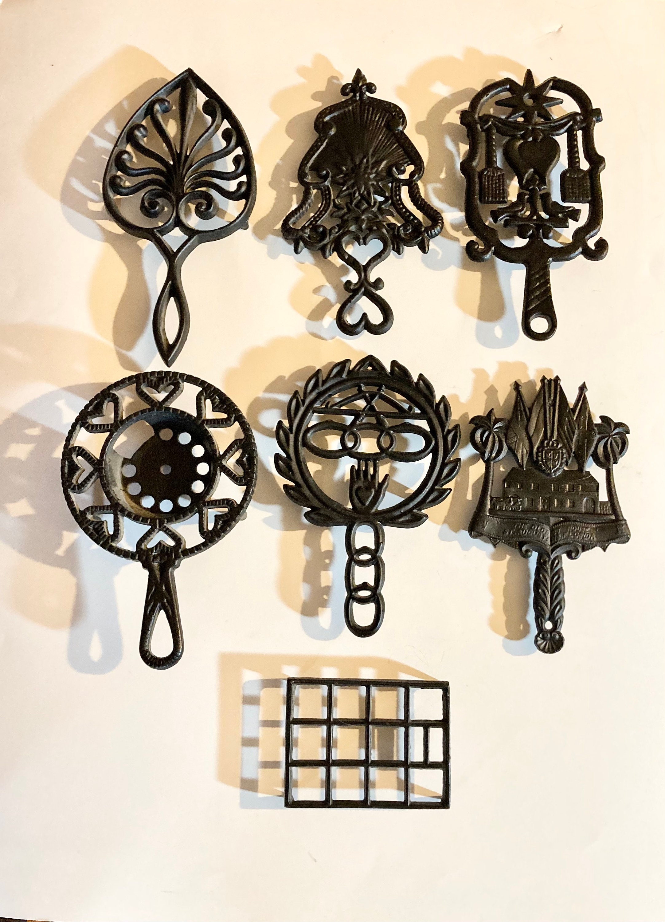 Cast Iron Trivets Fancy Black Cast Iron Trivets With Feet Hot Etsy