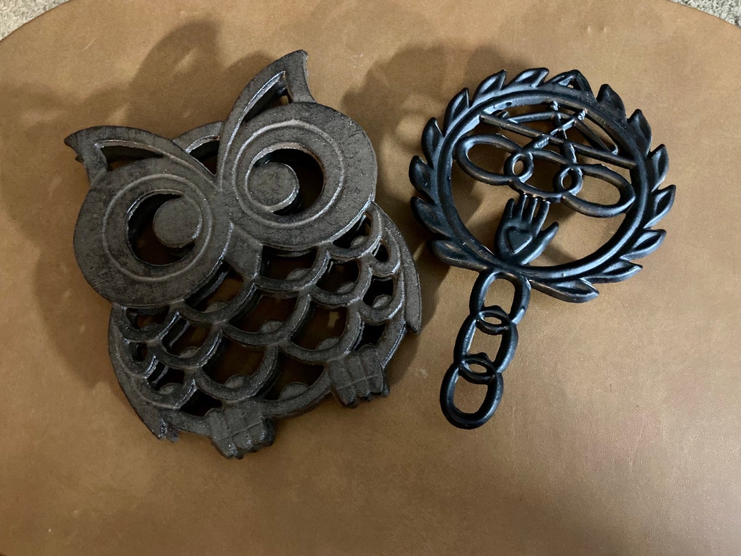 Cast Iron Trivets Fancy Black Cast Iron Trivets With Feet Hot Etsy
