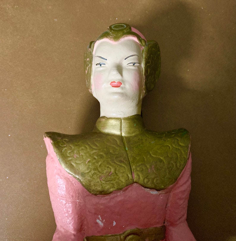 Art Deco Sitting Asian Chalkware. Vintage Chalk Ware. Early Chalkware