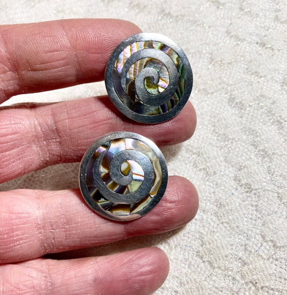 Antique to Vintage Inlaid abalone & sterling silv… - image 4
