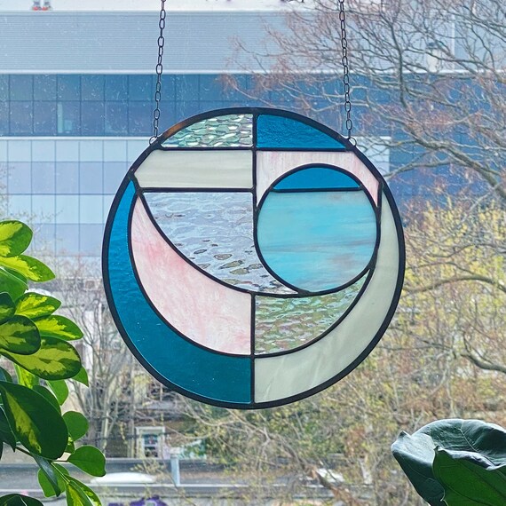 Abstract Circle Leaded Stained Glass Panel | Etsy