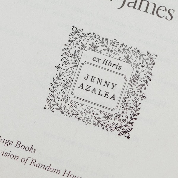 Floral Ex Libris Stamp, Book Lover Gift for Her, Ex Libris Self Inking Stamp, Personalized Stamp, Custom Christmas Gift, Flower Bookplate