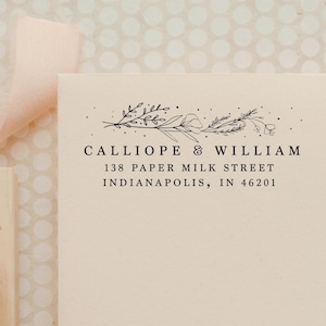 Adresstempel wilde bloemen, bloemen boho bloemen retouradresstempel, zelfinktende stempel huwelijksuitnodiging, housewarmingcadeau
