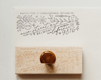 Elegant Return Address Rubber Stamp, Corner, Ornate, Large, Boho Stamp for Wedding Invitation Envelopes, Custom & Handmade