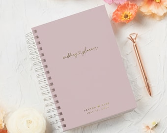 Our Wedding Planner Book, Mauve Custom Wedding Planner, Real Silver Foil, Wedding Hard Cover Book, Best Friend Wedding Gift to Bride, Adelia