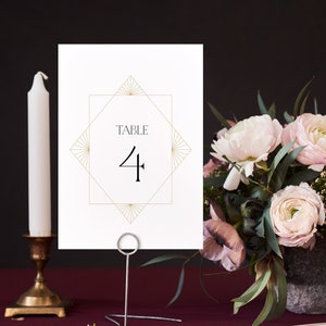 Boho Table Number Card Template, Art Deco Editable Wedding Table Numbers Sign, Printable Instant Download with Templett, Makayla