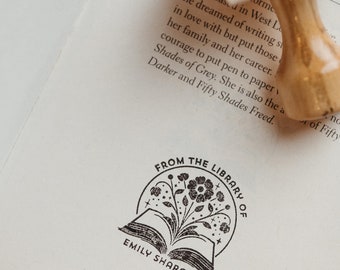 Timbre de bibliothèque, fleurs sauvages florales Ex Libris, idée cadeau personnalisée pour amateur de lecture, cadeau enseignant pour elle