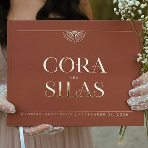 Wedding Guest Book, Boho Neutral Colors, Custom Guest Book, Terracotta Wedding, Photo Guestbook, Minimalist Guestbook For Reception - Cora