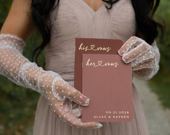 Personalized Vow Books Set of 2, To My Husband, To My Wife, Terracotta Wedding Vow Booklets with Real Gold Foil - Blake