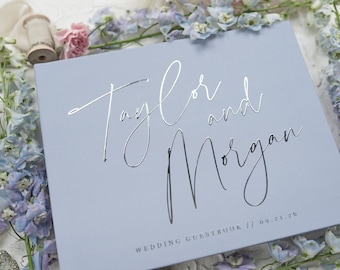Something Blue Wedding Guest Book, Wedding Hardcover Photo Album, Real Foil, Modern Wedding, Anniversary Album, Sign In Book
