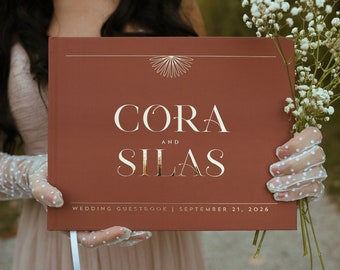 Wedding Guest Book, Boho Neutral Colors, Custom Guest Book, Terracotta Wedding, Photo Guestbook, Minimalist Guestbook For Reception - Cora