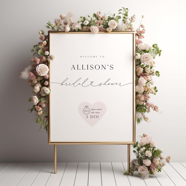 Bridal Shower Welcome Sign Template, Days Until Wedding Modern Welcome Sign, Minimalist Welcome Sign Printable, Sweet and Simple