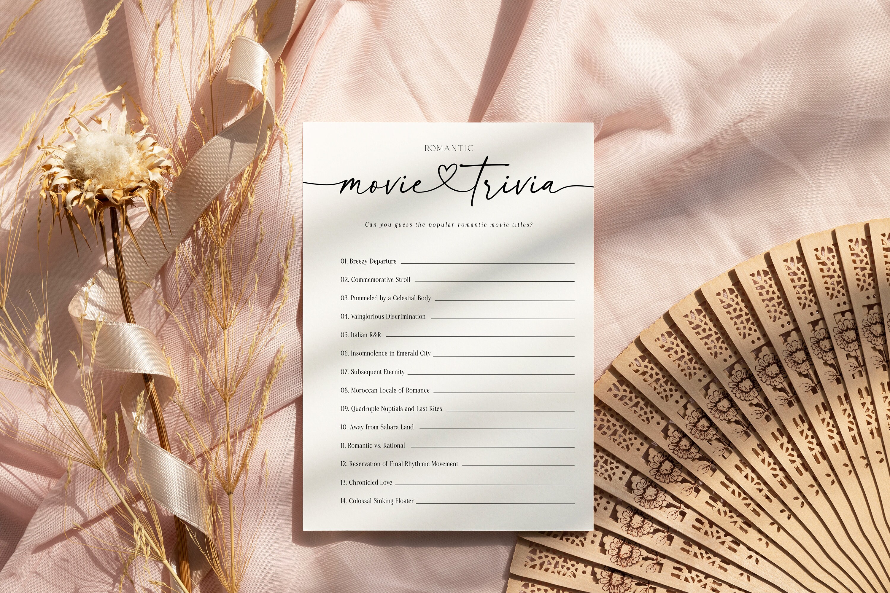 Wedding Movie Quotes Bridal Shower Game Template Minimalist Etsy