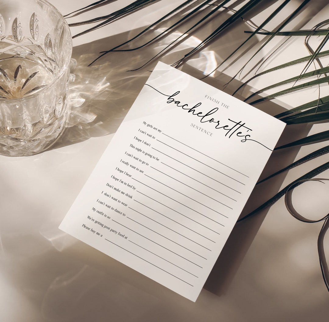 Finish the Bachelorette's Sentence Bridal Shower Game, Printable ...