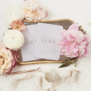 Modern Wedding Vow Booklets Set, Minimalist Personalized Vow Books, His and Her Modern Vows, Custom Vows, Rose Gold Foil, Luna
