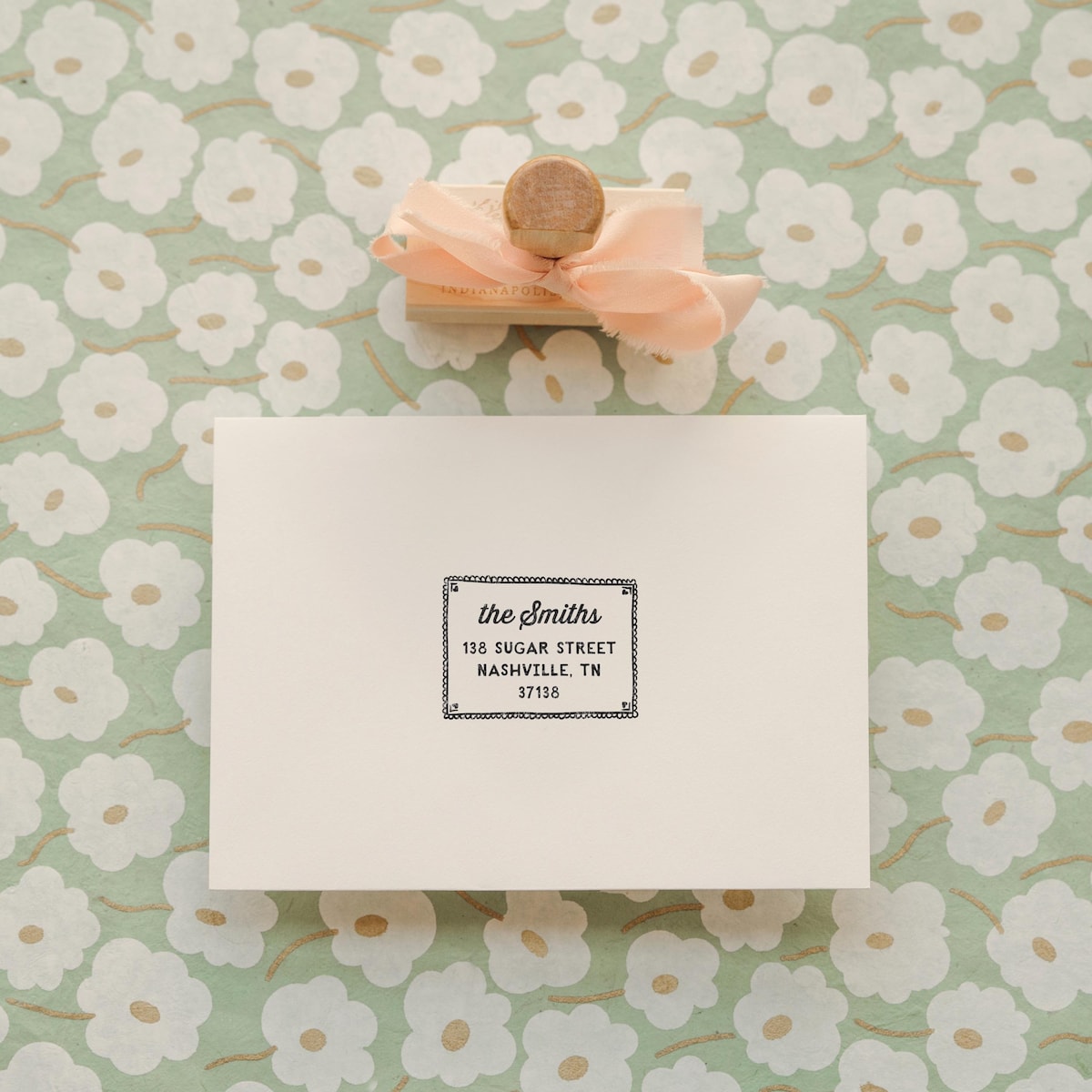 Cute Address Stamp, Return Address Stamp With Scalloped Border and Hearts, Self-inking Wedding Invitation Stamp, Housewarming Gift - Etsy
