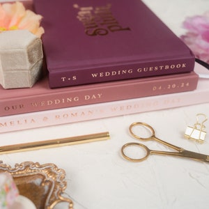 Modern Wedding Guest Book, Minimalist Wedding Hardcover Photo Album in Gray, Rose Gold Foil, Anniversary Album, Sign In Book Luna image 6