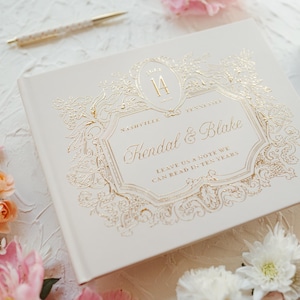 Elegant Wedding Guest Book, Foil Pressed Personalized Hardcover Photo Book, Vintage Wedding Keepsake Book image 6