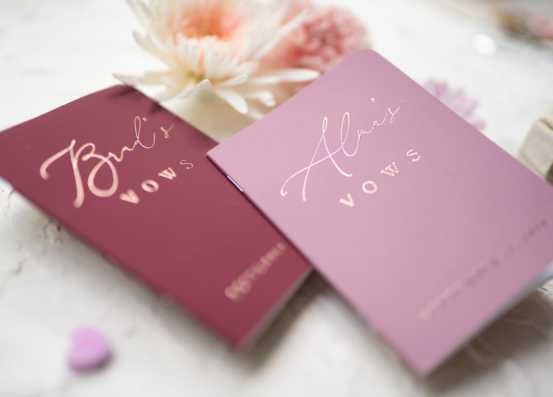 Wedding Vow Booklets Set, Personalized Vow Books, His and Her Modern ...