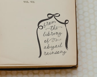 Bow Book Stamp, Ex Libris Stamp, Coquette Cutesy Bow Library Stamp, This Book Belongs To, Personalized Book Lover Gift