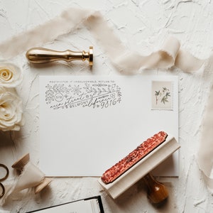 Elegant Return Address Rubber Stamp, Corner, Ornate, Large, Boho Stamp for Wedding Invitation Envelopes, Custom & Handmade image 3