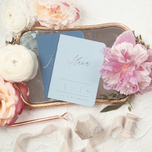 Blue Wedding Vow Booklets Set, Personalized Vow Books, His and Her Modern Vows, Custom Vows, Gold Foil, - Alana