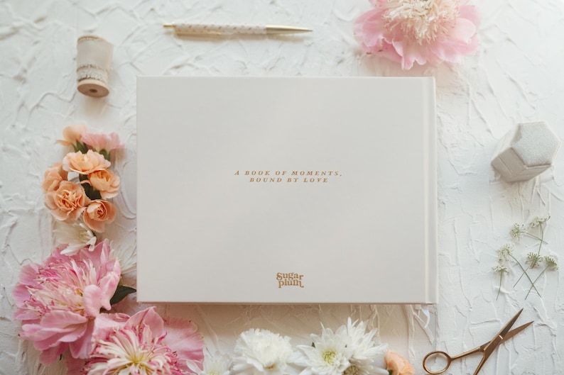 Elegant Wedding Guest Book, Foil Pressed Personalized Hardcover Photo Book, Vintage Wedding Keepsake Book image 10
