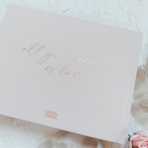 Elegant Minimal Wedding Guest Book, Minimalist Custom Wedding Hardcover Photo Album, Rose Gold, Gold, Silver Foil, Beige Album Jane image 5