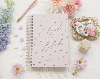 Personalized Wedding Planner Book, Custom Wedding Planner, Wedding Hard Cover Book, Engagement Gift to Bride to be #Elijah