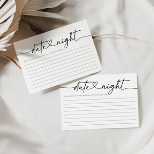 Date Night Card Template, Modern Bridal Shower Newlywed Date Night Card ...