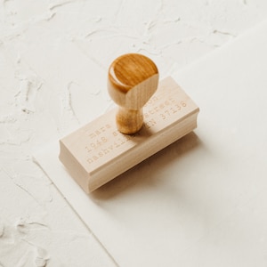 Minimalist Return Address Stamp, Personalized Self Inking or Rubber Stamp, Typewriter Wedding Stamp, Simple Custom Return Address Stamp Wood Handle