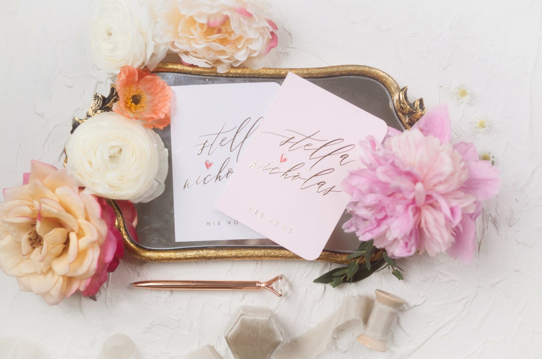 Blush Pink Wedding Vow Booklets Set, Personalized Vow Books, His and ...
