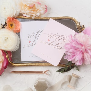 Blush Pink Wedding Vow Booklets Set, Personalized Vow Books, His and Her Modern Vows, Romantic Vows, Gold Foil, Stella