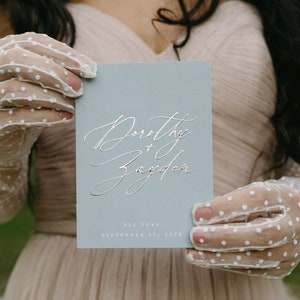 Boho Wedding Vow Books, Personalized Vow Booklets, Real Gold Foil & Green Vow Books, Luxury Vow Books, His Her Vow Books, Set of 2 - Dorothy