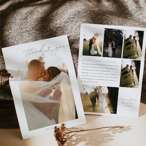 Foto-Hochzeits-Dankeskarte, Minimalistische Hochzeit-Dankeskarte, Boho-Hochzeits-Dankeskarte, druckbare moderne Dankes-Vorlage